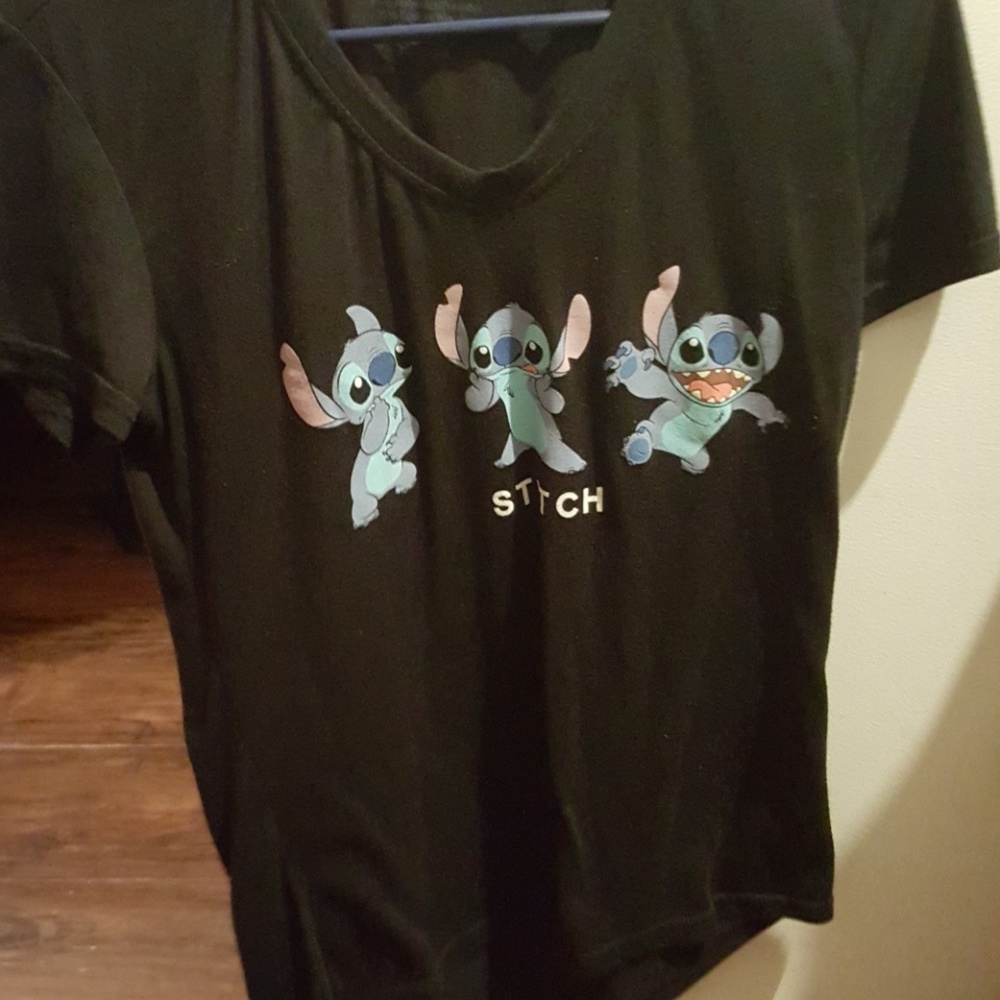 Black Stitch V neck top